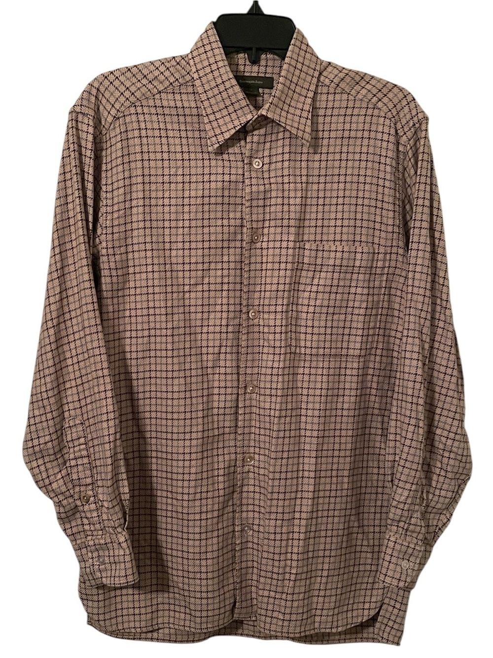 Ermenegildo Zegna Men's Beige Multicolor Checkered Button Down Shirt Size M